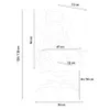 A diagram showing the dimensions of a gaming chair. Voir les images du produit