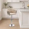 Cofton Barhocker chrom beige Samt drehbar 360° Produktbild-Vorschau 3