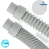 Two grey corrugated hoses are shown diagonally against a white background. A circular logo with the brand name 'TECURE' is in the upper right corner. A circular blue badge with icons of a bathtub, washing machine, and text 'TECURE PARTS' is in the lower le Produktbild-Vorschau
