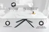 A dining table with chairs in a room setting, featuring informational overlays. Produktbild-Vorschau