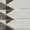 Three panels showing different installation heights of a shower tray. Produktbild-Vorschau