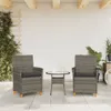 Gartenstühle mit Kissen 2 Stk. Grau Poly Rattan Massivholz Produktbild-Vorschau 3