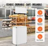 A white display stand with a banner in front of a bakery display case filled with baked goods. Produktbild-Vorschau