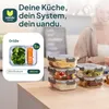 uandu Glasbehälter mit Deckel, 5- teilig, mit 2 Fächern, Produktbild-Vorschau 2