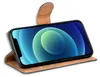 A smartphone in a brown flip case, displayed at an angle against a white background. Náhľad obrázku produktu