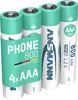 Four AAA batteries are arranged in a row, with a green label wrapped around the front two batteries. Produktbild-Vorschau