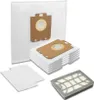 A collection of vacuum cleaner bags and filters arranged on a white background. Produktbild-Vorschau