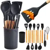 Set de 12 outils de cuisine en silicone avec manche en bois Voir les images du produit 13