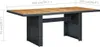 A dark gray poly rattan and solid acacia wood garden table with dimensions indicated. Náhled obrázku produktu
