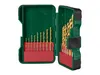 A set of drill bits in a green and black plastic case, open to reveal the bits. Náhled obrázku produktu