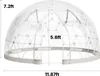 A transparent geodesic dome tent with dimensions indicated by text overlays. Anteprima dell’immagine prodotto
