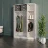 Kleiderschrank zum Schlafzimmer für Kleidung mit Spiegel, Höhe: 200cm, Breite: 120 cm, Weiß Produktbild-Vorschau
