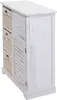 A white wooden cabinet with three woven baskets and a slatted door. Produktbild-Vorschau