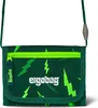 A dark green wallet with a lightning bolt pattern and a lime green zipper, shown against a white background. Anteprima dell’immagine prodotto