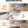Collage showing a manual meat grinder being used to grind various ingredients like carrots, potatoes, mushrooms, chili peppers, peppercorns, pepper, coffee beans, beef, pork, and chicken. Náhľad obrázku produktu