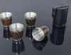 4er Set kleine lederbezogene Metallgläser 30 ml im Etui Produktbild-Vorschau 3