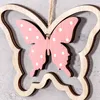 8er Set Holz Anhänger Schmetterling Blume Natur Rosa Lila Produktbild-Vorschau 4