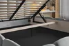 Close-up view of the underside of a bed frame, showing the slatted base and the lift mechanism for storage. Náhled obrázku produktu