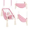 3-in-1 Babyschaukel rosa – aus Holz, für drinnen, mit Gurt, Produktbild-Vorschau 3