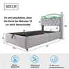 A diagram showing the dimensions of a bed frame with LED lighting and storage. Náhled obrázku produktu