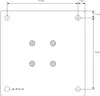 A technical drawing showing the dimensions and hole placements of a square plate, likely a component for furniture legs. Podgląd zdjęcia produktu