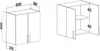 A technical drawing and a 3D rendering of a wall cabinet with dimensions indicated. Produktbild-Vorschau