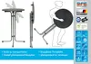 A diagram showing a foldable table and its features, with a person carrying the folded table. Produktbild-Vorschau