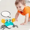 A baby crawling towards a toy crab. Produktbild-Vorschau