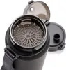 Close-up view of the top of a black water bottle, showing the inside of the lid and a filter. Produktbild-Vorschau