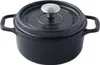 A black cast iron pot with a silver lid handle is shown against a white background. Voir les images du produit
