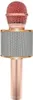 A rose gold and silver karaoke microphone with a pink mesh top. Produktbild-Vorschau