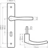 Technical drawing of a door handle set with dimensions. Anteprima dell’immagine prodotto