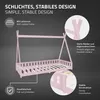 A pink tipi-style children's bed with various features highlighted by text overlays and close-up insets. Náhľad obrázku produktu