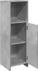 A tall, narrow cabinet with an open door, showing three shelves inside. The cabinet has a concrete-like gray finish. Produktbild-Vorschau
