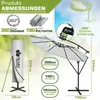 tillvex Sonnenschirm Grau Ø 300 cm Ampelschirm Gartenschirm Produktbild-Vorschau 2