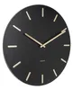 A black wall clock with gold hour markers and hands, shown from a slightly angled perspective against a white background. Náhled obrázku produktu