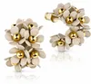 LUISIA® Halb Creolen Ohrstecker "Mia" mit Blüten | Sand Produktbild-Vorschau 1