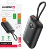 A product shot of a power bank and its packaging, showing product details and specifications. Podgląd zdjęcia produktu