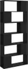 A black bookshelf with multiple open compartments against a white background. Náhled obrázku produktu