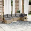 vidaXL 7-tlg. Garten-Sofagarnitur mit Kissen Beige Poly Produktbild-Vorschau 2