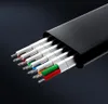 A close-up view of the end of a black cable, with multiple wires of different colors exposed. Voir les images du produit