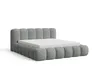 A gray upholstered bed frame with a mattress on a white background. Voir les images du produit