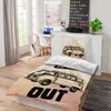 A bedroom scene with a bed, desk, and decorative items. Produktbild-Vorschau