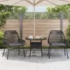 vidaXL Gartenstühle 2 Stk. mit Kissen Schwarz Poly Rattan Produktbild-Vorschau 3