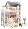 Aga MDF Holzpuppenhaus + Möbel 78cm schwarz LED Produktbild-Vorschau 1