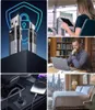 A collage of images showing USB data blockers, people using tech, a car charger, and a hotel room. Produktbild-Vorschau