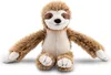 A plush sloth toy is sitting on a white background with its arms outstretched. Produktbild-Vorschau