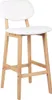 A single bar stool with a white seat and backrest and a light brown wooden frame, shown against a white background. Produktbild-Vorschau