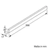 A technical drawing with dimensions of a stainless steel handle strip. Voir les images du produit