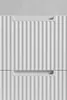 Close-up of two white cabinet drawers with vertical ribbed detailing and recessed handles. Náhled obrázku produktu